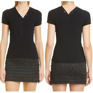 NEW Proenza Schouler White Label Ribbed Knit Button Detail Sweater BLACK X-Small